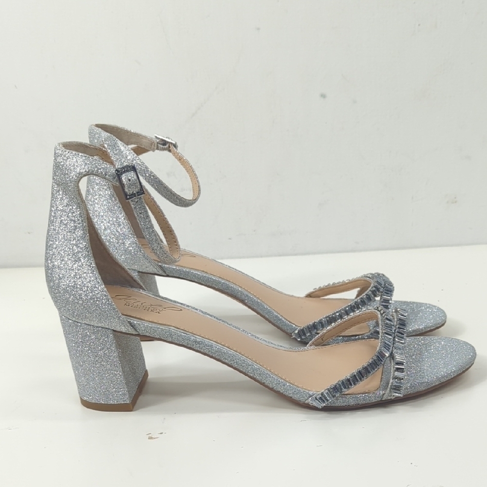 New Jewel Badgley Mischka Womens Joanne Jeweled Strappy Sandals Size 10 - Picture 2 of 9
